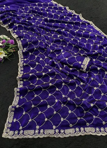 Mahek Pure Fandy Chiffon Silk With Sequence Embroidery Work Sarees Wholesale Price In Surat